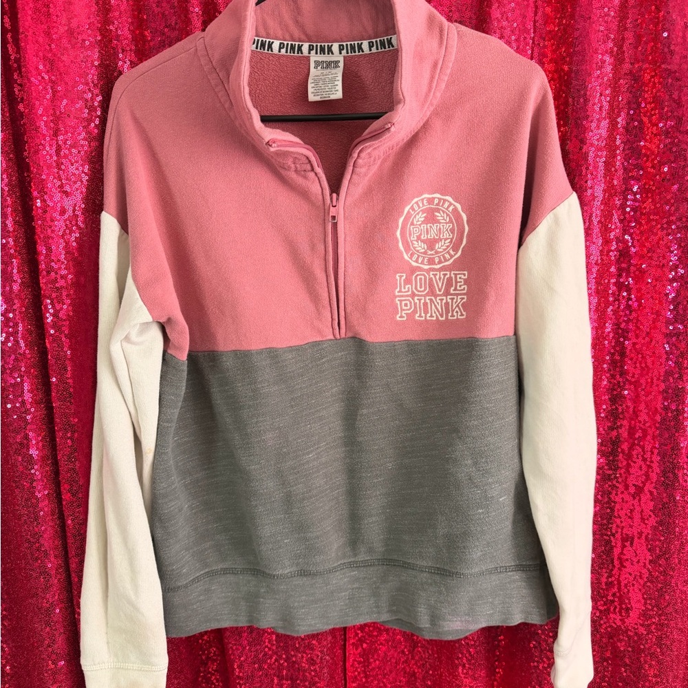 Victoria's Secret Pink and Gray Colorblock Sweatshirt